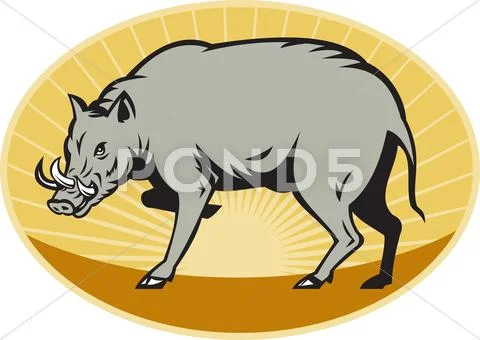 Babirusa wild pig attack Stock Illustration