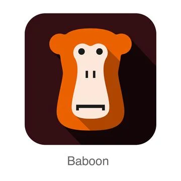 Baboon animal face icon Stock Illustration