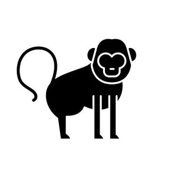 Baboon black icon, vector sign on isolated background. Baboon concept symbol Stock Illustration