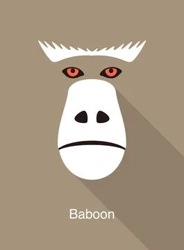 Baboon face flat icon design vector illustration Stock Illustration