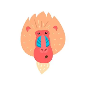Baboon with a happy face, vector illustration on a white background Stock Illustration