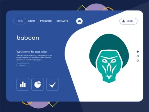 Baboon Landing page website template design Free Stock Illustration