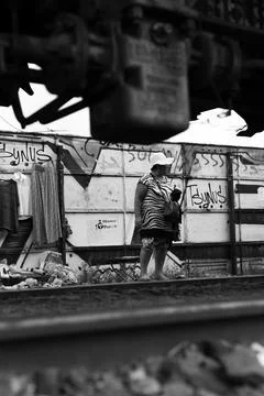 Babushka of the rails Stock Photos