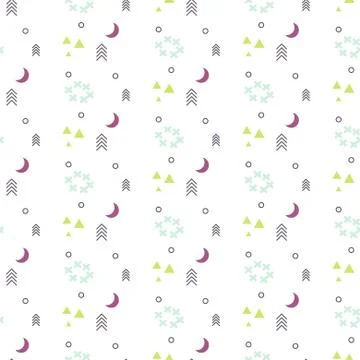 Baby abstract moon and arrows seamless pattern Stock Illustration