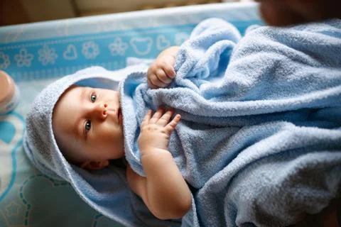 Baby after bathing Stock Photos