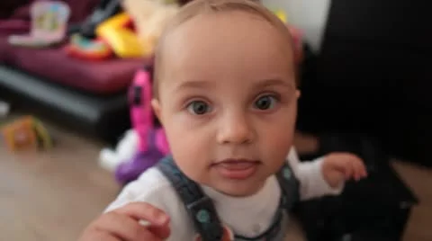 Baby and camera. Stock Footage 8855433