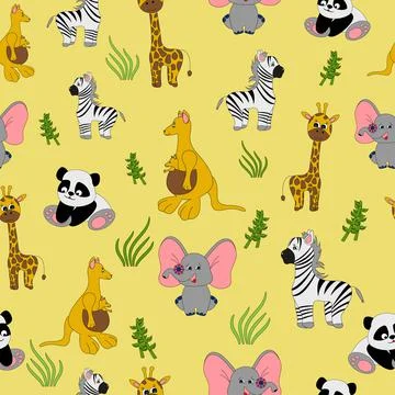 Baby animals seamless pattern. Stock-Illustration
