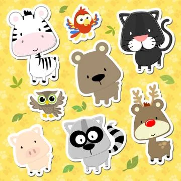 Baby animals set Stock Illustration