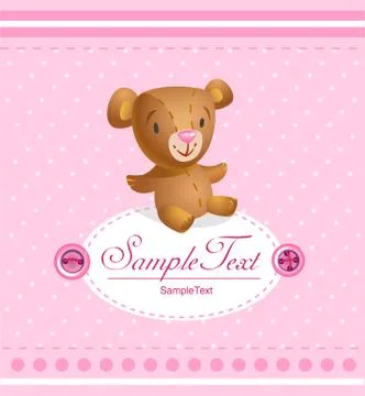 Baby arrival card for baby girl Stock Illustration