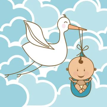 Baby arrival design over clouds background vector illustration Stock Illustration