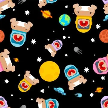 Baby astronaut in space pattern seamless. Newborn spaceman background. child  Stock Illustration