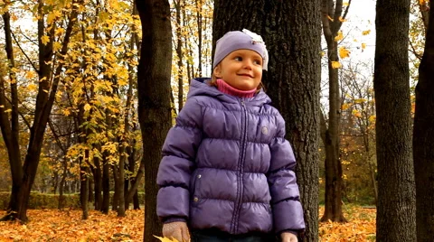 Baby in autumn forest Stock Footage 68606542