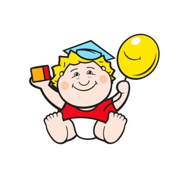Baby with a ball Stock Illustration