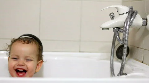Baby in Bathroom Stock Footage 587162