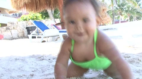 Baby on Beach Stock Footage 941453