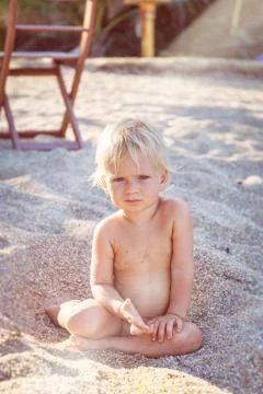 Baby on a beach Foto stock