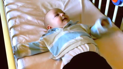 Baby in Bed Stock Footage 46517079