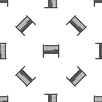 Baby bed pattern seamless black Illustrazione stock