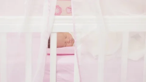 Baby bed sleeping Stock Footage 98047234