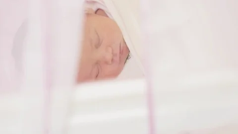 Baby bed sleeping Stock Footage 98047248