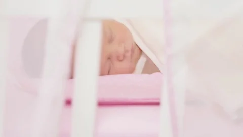 Baby bed sleeping Stock Footage 98047251