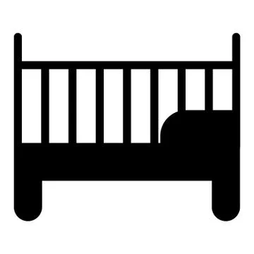 Baby bed solid icon. Child bed vector illustration isolated on white. Cot glyph イラスト素材