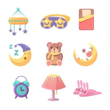 Baby Bedroom Objects Set イラスト素材