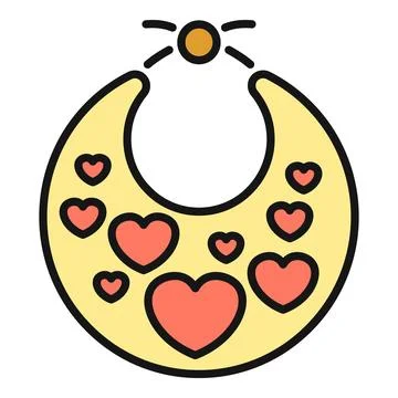 Baby bib icon with hearts pattern 스톡 일러스트