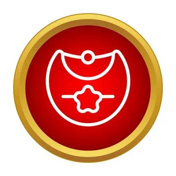 Baby bib icon on red circle button Stock Illustration