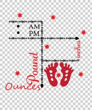 Baby Birth Data Footprints Chart documenting stars grid Stock Illustration