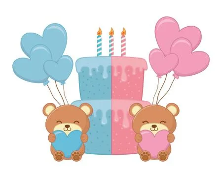 Baby birthday party elements vector illustration Illustrazione stock