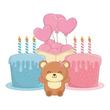 Baby birthday party elements vector illustration Illustrazione stock