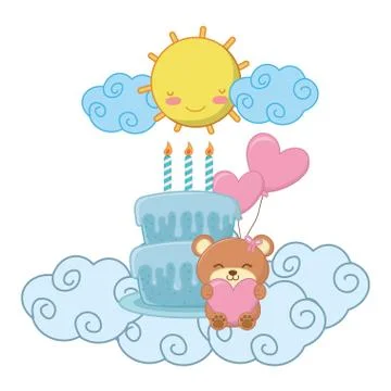 Baby birthday party elements vector illustration Illustrazione stock