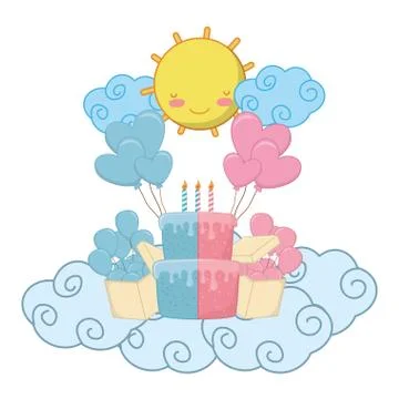 Baby birthday party elements vector illustration Illustrazione stock