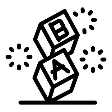 Baby blocks falling down creating fun sound effect Stock Illustration