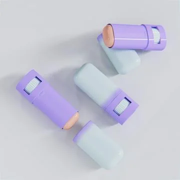 Baby blue lilac Rotating Solid lip blam packaging mockup Illustrazione stock