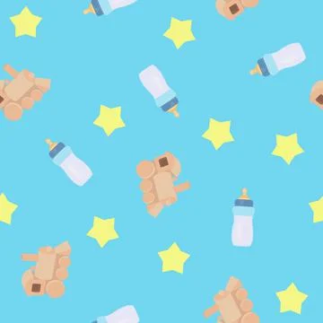 Baby Blue Seamless Pattern Background Stock Illustration