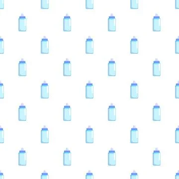 Baby bottle blue pattern seamless repeating background Stock Illustration
