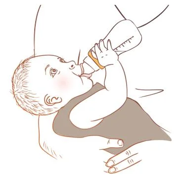 Baby bottle with dad Stock Illustration
