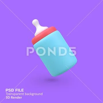 Baby bottle isolated 3d render icon illustration PSD Template