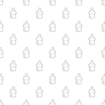 Baby bottle with milk pattern vector seamless Illustrazione stock