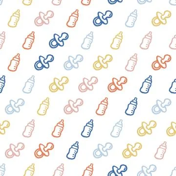 Baby Bottle Pacifier Seamless Pattern. Vector seamless pattern illustration Stock Illustration