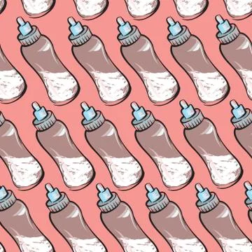 Baby bottle seamless pattern. Stock Illustration