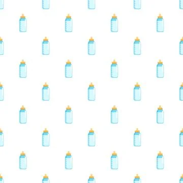 Baby bottle seamless pattern for infant feeding themes Stock Illustration