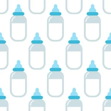 Baby bottle seamless pattern, vector color illustration Stock Illustration