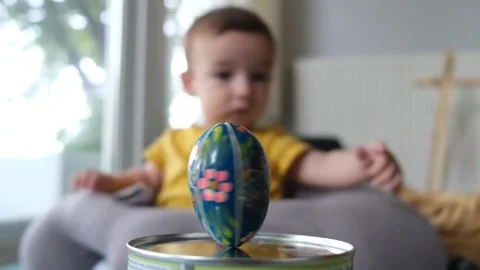 Baby Boy and Easter Egg, 240 FPS Stock Footage 131431445