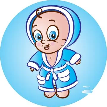Baby boy in bathrobe 스톡 일러스트