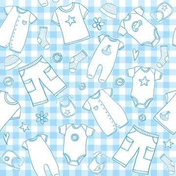 Baby boy clothes seamless pattern Stock Illustration
