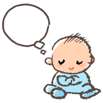 Baby boy crossing arm and thinking Stock Illustration