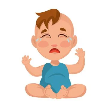 Baby boy crying, isolate on white background - Vector Stock Illustration
